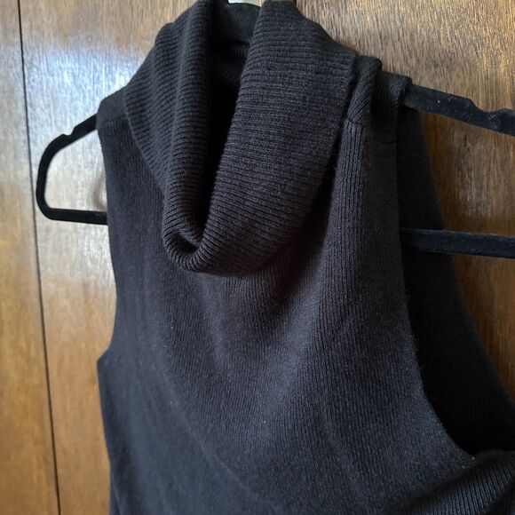 SleevelessSweater Cowl Neck Dress/long Top Black office casual sz L Lace Bottom - Picture 3 of 8